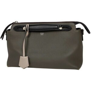 Fendi By The Way Shoulder Bag Logo Handbag Leather Gray